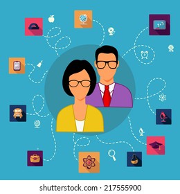Set of flat design concept icons for education