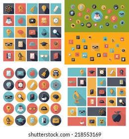 Set of flat design concept icons for education