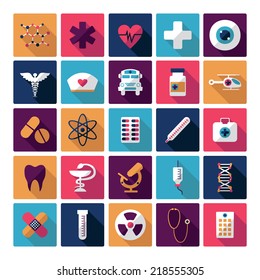 Set of flat design concept icons for medicine