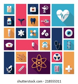 Set of flat design concept icons for medicine