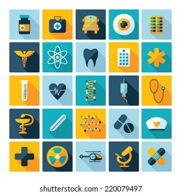 Set of flat design concept icons for medicine