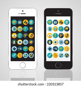 Set of flat design concept icons for medicine
