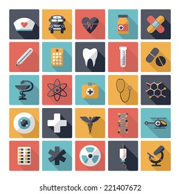 Set of flat design concept icons for medicine