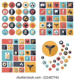 Set of flat design concept icons for medicine