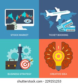 Set of flat design concept icons. Vector illustration