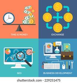 Set of flat design concept icons. Vector illustration