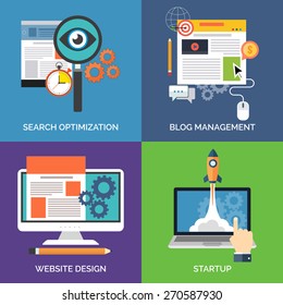 Set of flat design concept icons. 