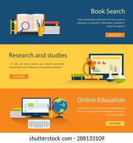 Set of flat design concept icons for web and mobile services and apps. Icons for education, online education, online learning, learn to think.