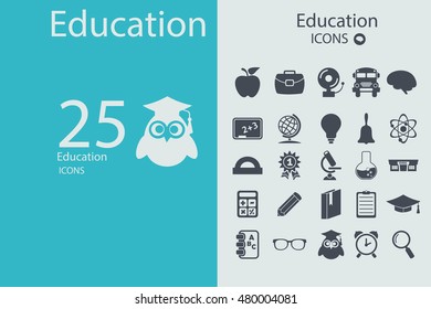 Set of flat design concept icons for education
