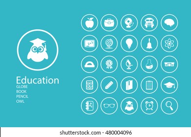 Set of flat design concept icons for education
