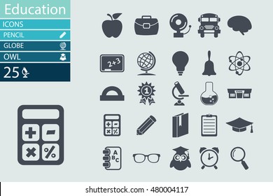 Set of flat design concept icons for education