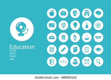 Set of flat design concept icons for education