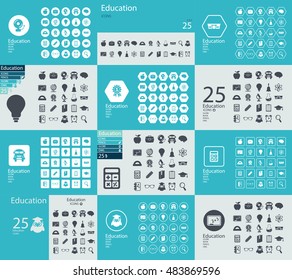 Set of flat design concept icons for education