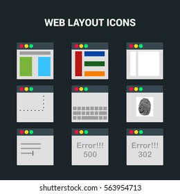 Set of flat design concept icons for web and mobile services and apps. Icons for web design, seo, social media and pay per click internet advertising template layout design