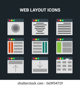 Set of flat design concept icons for web and mobile services and apps. Icons for web design, seo, social media and pay per click internet advertising template layout design
