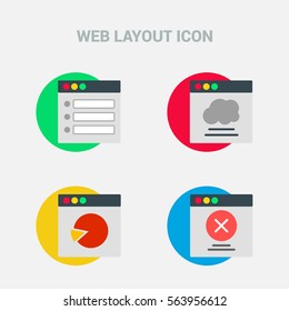 Set of flat design concept icons for web and mobile services and apps. Icons for web design, seo, social media and pay per click internet advertising template layout design