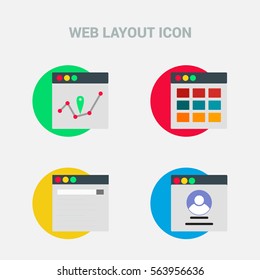 Set of flat design concept icons for web and mobile services and apps. Icons for web design, seo, social media and pay per click internet advertising template layout design