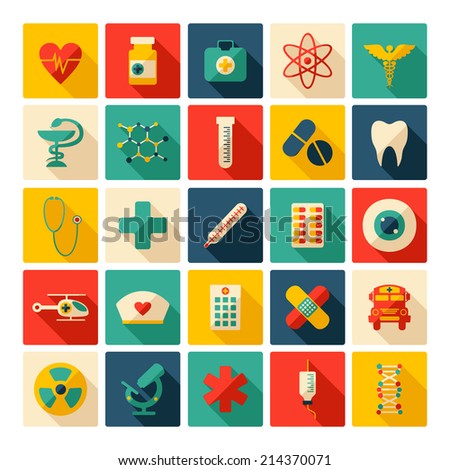 Set of flat design concept icons for medicine