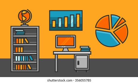 Set of flat design concept icons.Flat Creative Working Space