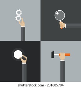 Set of flat design concept images for infographics
