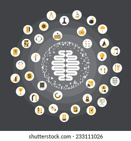 Set of flat design concept images for infographics, business, web, education