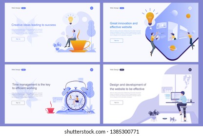 Set of flat design concept marketing for banner and website, landing page template. Content strategy and management,analysis, development Vector illustration. 