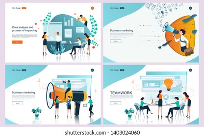 Set of flat design concept marketing for banner and website, landing page template. Content strategy and management,analysis, development Vector illustration. 