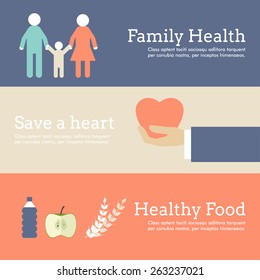 Set of Flat Design Concept for World Health Day. Vector Illustration for Web Banners