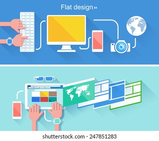 Set of flat design concepts for business. Vector illustration