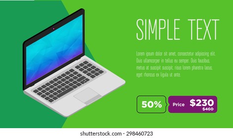 Set of flat design concepts for marketing. Concepts for online advertising, mobile marketing and digital marketing. Laptop discount template.