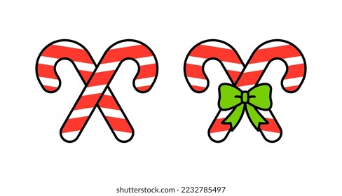 Set of Flat Design Crossed Candy Canes