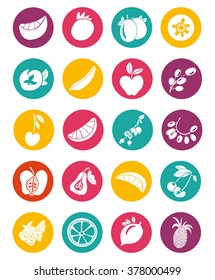Set of flat design doodle icons for fruits, vector collection