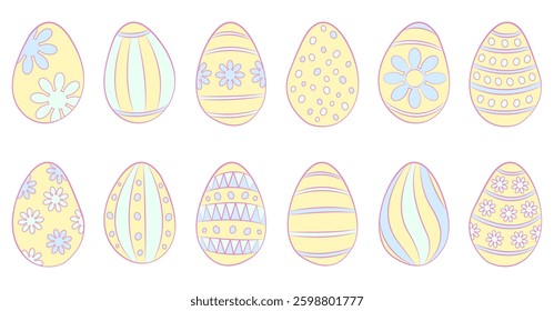 Set of flat design easter eggs
