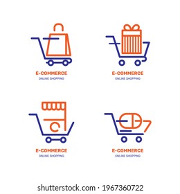 Set of flat design e-commerce logos. - Vector.