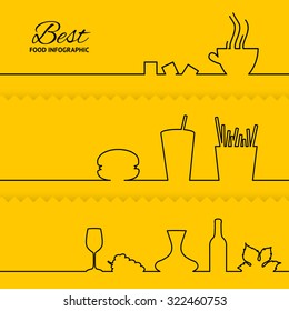 Set of flat design elements over orange backgrounds. Vector illustration.