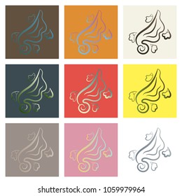 Set of Flat design elements in vintage style drawing with lines on background