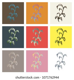 Set of Flat design elements in vintage style drawing with lines on background