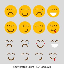Set of flat design emoticons. isolated on white background. Vector eps10