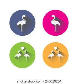 set of flat design flamingo icons