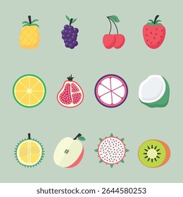 Set of flat design fruits illustration collection 