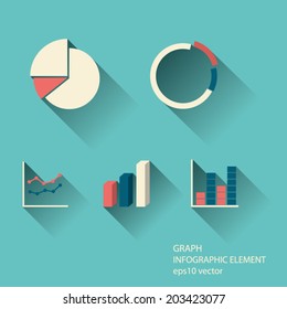 Set of flat design graphs for infographics or business presentations. Eps10 vector illustration.