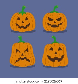 Set flat design Halloween pumpkin. holiday Halloween. Vector illustration