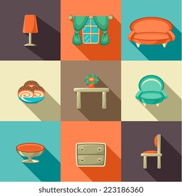 Set of flat design icon for web and mobile phone services and apps