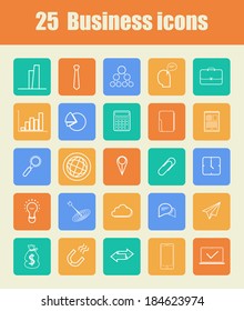 Set of flat design icons for Business. 25 vector icons.