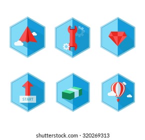 Set of flat design icons for Business, SEO and Social media marketing