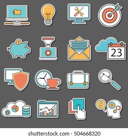 Set of flat design icons for Business, SEO and Social media marketing.
