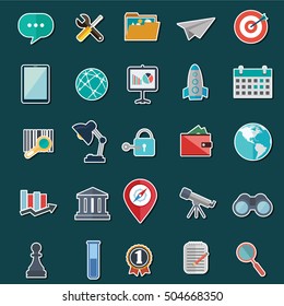 Set of flat design icons for Business, SEO and Social media marketing.