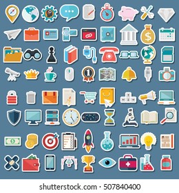 Set of flat design icons for Business, SEO and Social media marketing.