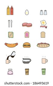 Set of flat design icons for cafes and restaurant