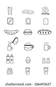 Set of flat design icons for cafes and restaurant